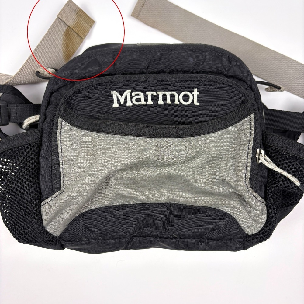 Marmot Walkabout Hiking Fanny Pack Black Gray Multi Pockets Adj Waist Padded